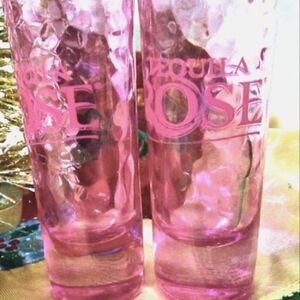 Tequila Rose Double Shot Glasses Shooters 2 Oz Dimpled & Pink Glass 2